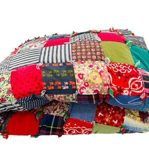 Multi patch colorful cotton country cabin quilt blanket throw